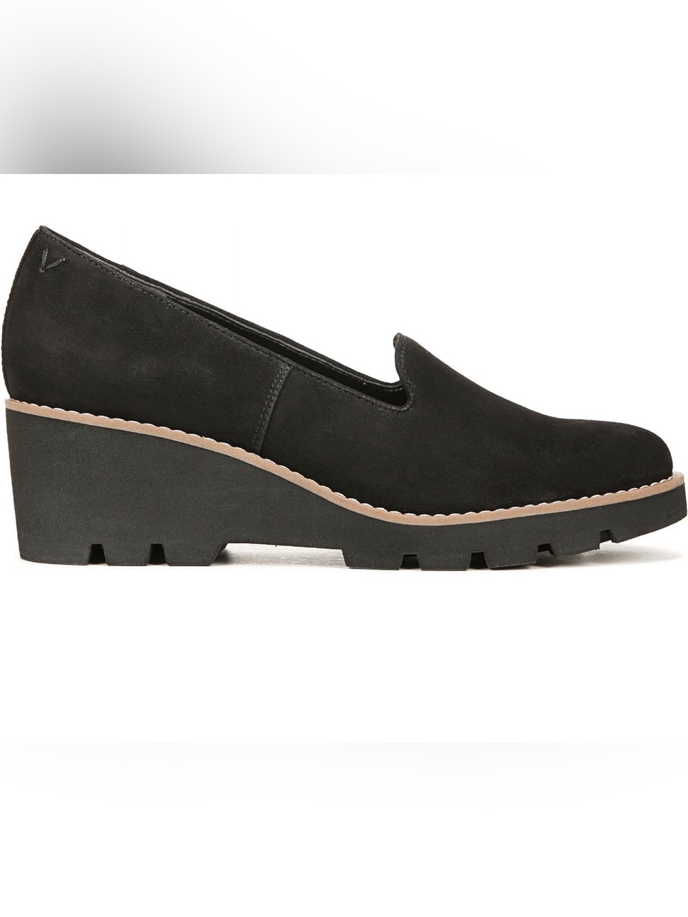 Vionic Willa Wedge Loafers In Black Suede Women's Size 8M New In Box